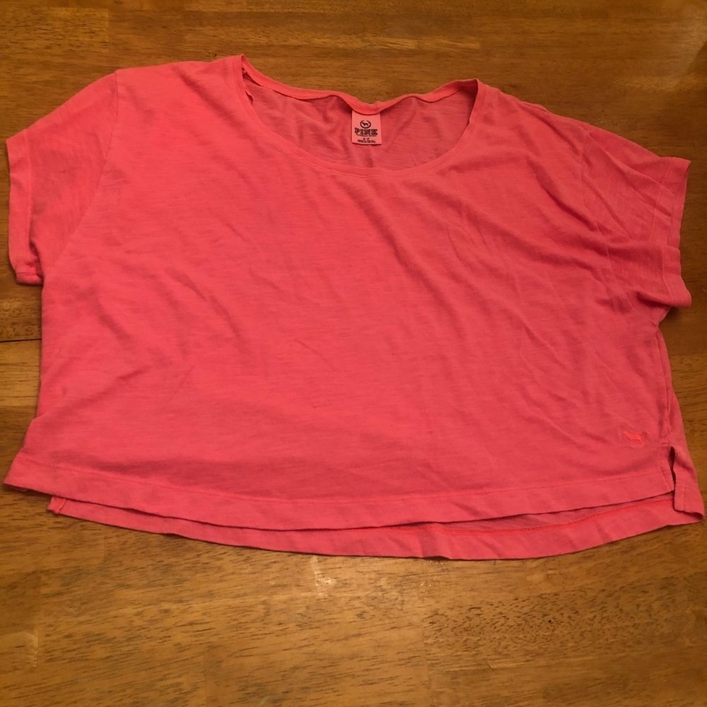 Pink cropped shirt sleeve top very nice size S